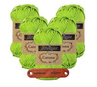 Scheepjes Catona 205 Kiwi Premium Wolle 5 x 50g mercerisiertes Baumwollgarn für feine Häkelideen luftige Looks und stilvolle Wohnakzente mit mySearose Label