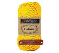 Scheepjes Catona 208 Yellow Gold Premium Wolle 50g mercerisiertes Baumwollgarn für feine Häkelideen luftige Looks und stilvolle Wohnakzente mit mySearose Label