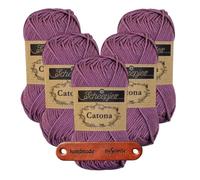 Scheepjes Catona 240 Amethyst Premium Wolle 5 x 50g mercerisiertes Baumwollgarn für feine Häkelideen luftige Looks und stilvolle Wohnakzente mit mySearose Label