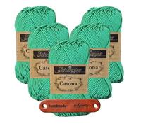 Scheepjes Catona 241 Parrot Green Premium Wolle 5 x 50g mercerisiertes Baumwollgarn für feine Häkelideen luftige Looks und stilvolle Wohnakzente mit mySearose Label