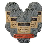 Scheepjes Catona 242 Metal Grey Premium Wolle 5 x 50g mercerisiertes Baumwollgarn für feine Häkelideen luftige Looks und stilvolle Wohnakzente mit mySearose Label