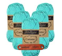 Scheepjes Catona 253 Tropic Premium Wolle 5 x 50g mercerisiertes Baumwollgarn für feine Häkelideen luftige Looks und stilvolle Wohnakzente mit mySearose Label