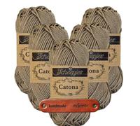 Scheepjes Catona 254 Moon Rock Premium Wolle 5 x 50g mercerisiertes Baumwollgarn für feine Häkelideen luftige Looks und stilvolle Wohnakzente mit mySearose Label