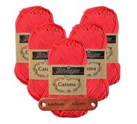 Scheepjes Catona 256 Cornelia Rose Premium Wolle 5 x 50g mercerisiertes Baumwollgarn für feine Häkelideen luftige Looks und stilvolle Wohnakzente mit mySearose Label