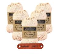 Scheepjes Catona 263 Petal Peach Premium Wolle 5 x 50g mercerisiertes Baumwollgarn für feine Häkelideen luftige Looks und stilvolle Wohnakzente mit mySearose Label