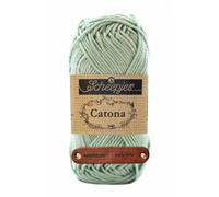 Scheepjes Catona 402 Silver Green Premium Wolle 50g mercerisiertes Baumwollgarn für feine Häkelideen luftige Looks und stilvolle Wohnakzente mit mySearose Label