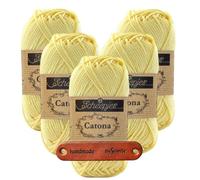 Scheepjes Catona 403 Lemonade Premium Wolle 5 x 50g mercerisiertes Baumwollgarn für feine Häkelideen luftige Looks und stilvolle Wohnakzente mit mySearose Label