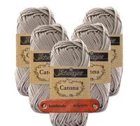 Scheepjes Catona 406 Soft Beige Premium Wolle 5 x 50g mercerisiertes Baumwollgarn für feine Häkelideen luftige Looks und stilvolle Wohnakzente mit mySearose Label