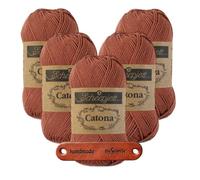 Scheepjes Catona 504 Brick Red Premium Wolle 5 x 50g mercerisiertes Baumwollgarn für feine Häkelideen luftige Looks und stilvolle Wohnakzente mit mySearose Label