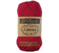 Scheepjes Catona 517 Ruby Premium Wolle 50g mercerisiertes Baumwollgarn für feine Häkelideen luftige Looks und stilvolle Wohnakzente mit mySearose Label