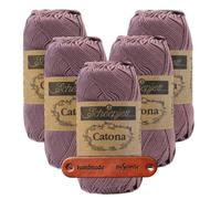 Scheepjes Catona 526 Ashes Premium Wolle 5 x 50g mercerisiertes Baumwollgarn für feine Häkelideen luftige Looks und stilvolle Wohnakzente mit mySearose Label