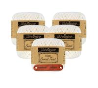 Scheepjes Maxi Sweet Treat 105 Bridal White Premium Wolle 5 x 25g für filigrane Spitzen Häkelideen zarte Dekoprojekte und feine Handarbeiten mit mySearose Label