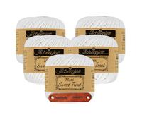 Scheepjes Maxi Sweet Treat 106 Snow White Premium Wolle 5 x 25g für filigrane Spitzen Häkelideen zarte Dekoprojekte und feine Handarbeiten mit mySearose Label