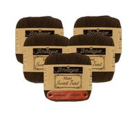 Scheepjes Maxi Sweet Treat 162 Black Coffee Premium Wolle 5 x 25g für filigrane Spitzen Häkelideen zarte Dekoprojekte und feine Handarbeiten mit mySearose Label