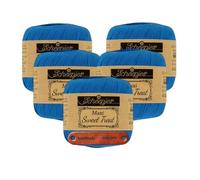 Scheepjes Maxi Sweet Treat 201 Electric Blue Premium Wolle 5 x 25g für filigrane Spitzen Häkelideen zarte Dekoprojekte und feine Handarbeiten mit mySearose Label