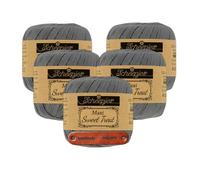 Scheepjes Maxi Sweet Treat 242 Metal Gray Premium Wolle 5 x 25g für filigrane Spitzen Häkelideen zarte Dekoprojekte und feine Handarbeiten mit mySearose Label