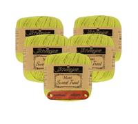 Scheepjes Maxi Sweet Treat 245 Green Yellow Premium Wolle 5 x 25g für filigrane Spitzen Häkelideen zarte Dekoprojekte und feine Handarbeiten mit mySearose Label