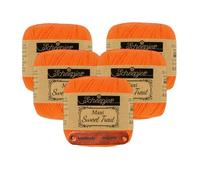 Scheepjes Maxi Sweet Treat 281 Tangerine Premium Wolle 5 x 25g für filigrane Spitzen Häkelideen zarte Dekoprojekte und feine Handarbeiten mit mySearose Label