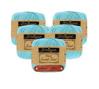 Scheepjes Maxi Sweet Treat 397 Cyan Premium Wolle 5 x 25g für filigrane Spitzen Häkelideen zarte Dekoprojekte und feine Handarbeiten mit mySearose Label