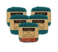 Scheepjes Maxi Sweet Treat 401 Dark Teal Premium Wolle 5 x 25g für filigrane Spitzen Häkelideen zarte Dekoprojekte und feine Handarbeiten mit mySearose Label