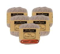 Scheepjes Maxi Sweet Treat 406 Soft Beige Premium Wolle 5 x 25g für filigrane Spitzen Häkelideen zarte Dekoprojekte und feine Handarbeiten mit mySearose Label