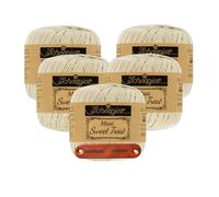 Scheepjes Maxi Sweet Treat 505 Linen Premium Wolle 5 x 25g für filigrane Spitzen Häkelideen zarte Dekoprojekte und feine Handarbeiten mit mySearose Label