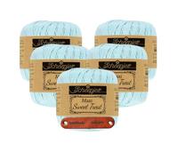 Scheepjes Maxi Sweet Treat 509 Baby Blue Premium Wolle 5 x 25g für filigrane Spitzen Häkelideen zarte Dekoprojekte und feine Handarbeiten mit mySearose Label