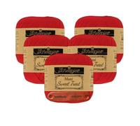 Scheepjes Maxi Sweet Treat 722 Red Premium Wolle 5 x 25g für filigrane Spitzen Häkelideen zarte Dekoprojekte und feine Handarbeiten mit mySearose Label