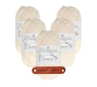 Scheepjes Organicon 200 Clouded Crystal Premium Wolle 5 x 50g vegan für empfindliche Haut und liebevolle Babyideen mit mySearose Label