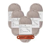 Scheepjes Organicon 201 Ashen Mink Premium Wolle 5 x 50g vegan für empfindliche Haut und liebevolle Babyideen mit mySearose Label