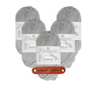 Scheepjes Organicon 203 Frosted Silver Premium Wolle 5 x 50g vegan für empfindliche Haut und liebevolle Babyideen mit mySearose Label