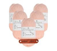 Scheepjes Organicon 208 Peach Fuzz Premium Wolle 5 x 50g vegan für empfindliche Haut und liebevolle Babyideen mit mySearose Label
