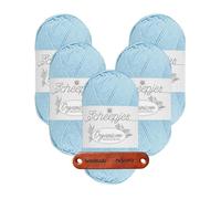 Scheepjes Organicon 217 Fresh Air Premium Wolle 5 x 50g vegan für empfindliche Haut und liebevolle Babyideen mit mySearose Label