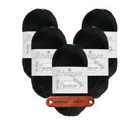 Scheepjes Organicon 218 Ebony Premium Wolle 5 x 50g vegan für empfindliche Haut und liebevolle Babyideen mit mySearose Label