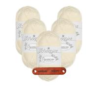 Scheepjes Organicon 220 Broken Almond Premium Wolle 5 x 50g vegan für empfindliche Haut und liebevolle Babyideen mit mySearose Label