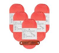 Scheepjes Organicon 222 Guava Juice Premium Wolle 5 x 50g vegan für empfindliche Haut und liebevolle Babyideen mit mySearose Label