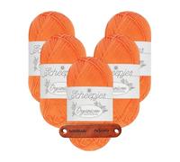 Scheepjes Organicon 224 Deep Tangerine Premium Wolle 5 x 50g vegan für empfindliche Haut und liebevolle Babyideen mit mySearose Label
