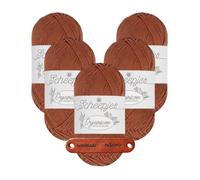 Scheepjes Organicon 226 Maple Bark Premium Wolle 5 x 50g vegan für empfindliche Haut und liebevolle Babyideen mit mySearose Label
