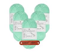 Scheepjes Organicon 229 Spearmint Premium Wolle 5 x 50g vegan für empfindliche Haut und liebevolle Babyideen mit mySearose Label