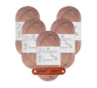 Scheepjes Organicon 241 Aloeswood Premium Wolle 5 x 50g vegan für empfindliche Haut und liebevolle Babyideen mit mySearose Label