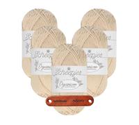 Scheepjes Organicon 242 Oat Bath Premium Wolle 5 x 50g vegan für empfindliche Haut und liebevolle Babyideen mit mySearose Label
