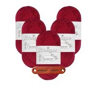 Scheepjes Organicon 243 Cherry Jam Premium Wolle 5 x 50g vegan für empfindliche Haut und liebevolle Babyideen mit mySearose Label