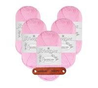 Scheepjes Organicon 249 Pink Petunia Premium Wolle 5 x 50g vegan für empfindliche Haut und liebevolle Babyideen mit mySearose Label