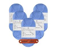 Scheepjes Organicon 253 Cornflower Premium Wolle 5 x 50g vegan für empfindliche Haut und liebevolle Babyideen mit mySearose Label