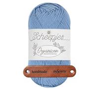 Scheepjes Organicon 254 Steel Blue Premium Wolle 50g vegan für empfindliche Haut und liebevolle Babyideen mit mySearose Label