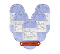 Scheepjes Organicon 255 Bluebell Premium Wolle 5 x 50g vegan für empfindliche Haut und liebevolle Babyideen mit mySearose Label