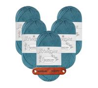 Scheepjes Organicon 256 Deep Sleep Premium Wolle 5 x 50g vegan für empfindliche Haut und liebevolle Babyideen mit mySearose Label