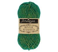 Scheepjes River Washed 50g - 955 Po, Grünes und Gelbes Garn für Häkeln und Stricken
