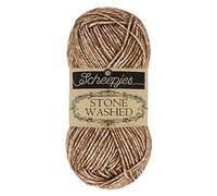 Scheepjes Stone Washed 1 Knäuel 50 g - Farbton 822 Braunachat Baumwollmix für Häkeln und Stricken