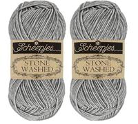 Scheepjes Stone Washed 50 g - Rauchquarz 802 Baumwoll-Acryl-Garn (Packung mit 2)
